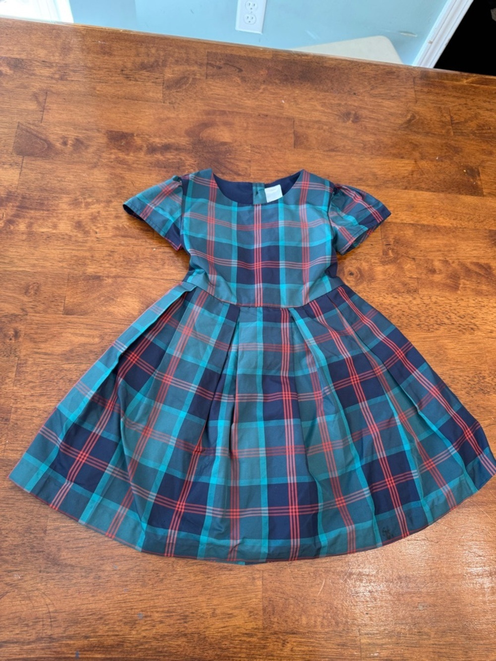 Nordstrom Kids Tartan Plaid Pleated Holiday Dress 3 Girls green red fit & flare